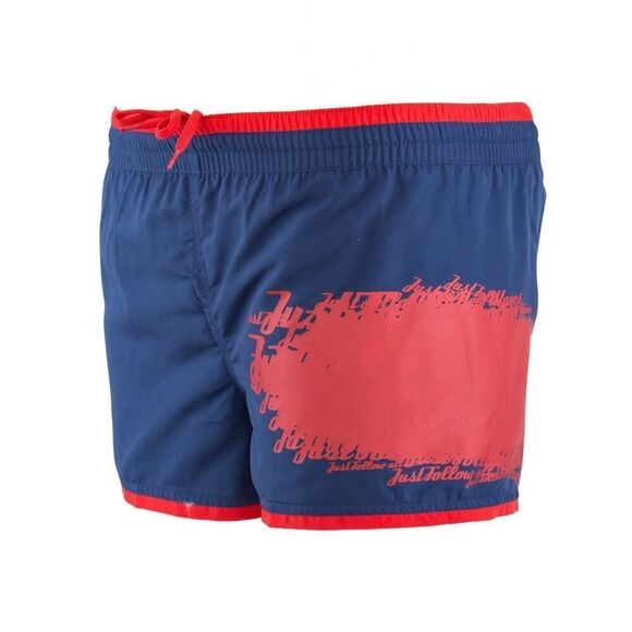 New Just Cavalli Men XL / 54 Navy Red Short Shorts Beach Swim Trunks Back Pocket - Picture 2 of 3